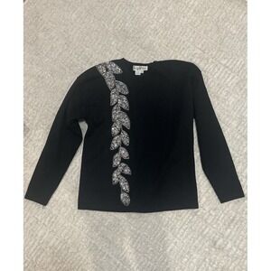 Vintage Outlander Designer Knit Sweater Tunic Black Bling Cocktail Party Size S